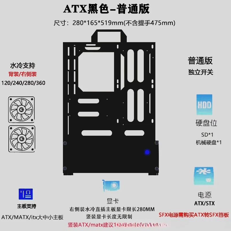 Boîtier PC vertical pour GPU,  - Pc Chassis avis et prix